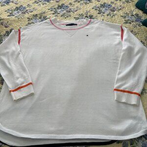 Tommy Hilfiger sweater, creamy white with color trim, Medium NWOT